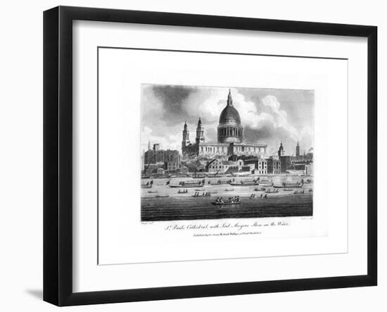 St Paul's Cathedral, with the Lord Mayor's Show on the Water, London, 1804-Newton-Framed Giclee Print