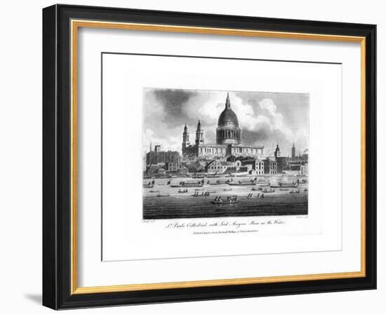 St Paul's Cathedral, with the Lord Mayor's Show on the Water, London, 1804-Newton-Framed Giclee Print