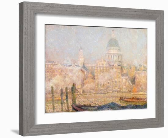 St. Paul's from the River: Morning Sun in Winter-Henri Eugene Augustin Le Sidaner-Framed Giclee Print