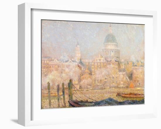 St. Paul's from the River: Morning Sun in Winter-Henri Eugene Augustin Le Sidaner-Framed Giclee Print