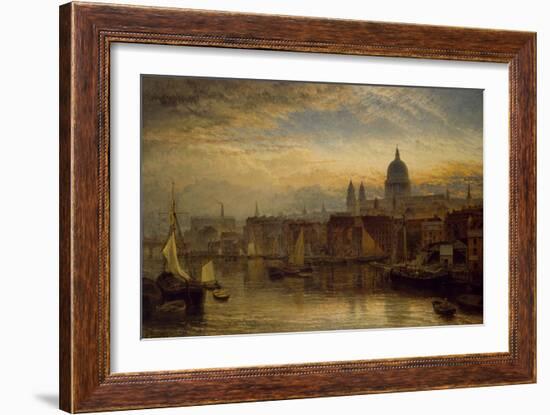 St. Paul's from the River Thames, 1877 (Oil on Canvas)-Henry Dawson-Framed Giclee Print