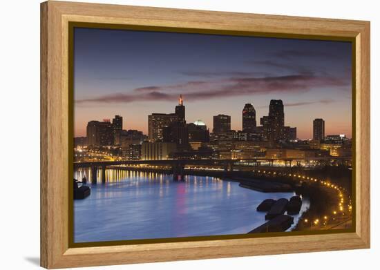 St Paul Skyline from Indian Mounds, Minneapolis, Minnesota, USA-Walter Bibikow-Framed Premier Image Canvas