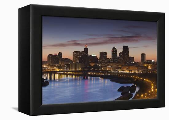 St Paul Skyline from Indian Mounds, Minneapolis, Minnesota, USA-Walter Bibikow-Framed Premier Image Canvas