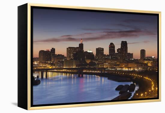 St Paul Skyline from Indian Mounds, Minneapolis, Minnesota, USA-Walter Bibikow-Framed Premier Image Canvas