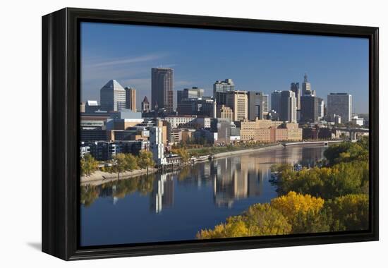 St Paul, Skyline from Mississippi River, Minneapolis, Minnesota, USA-Walter Bibikow-Framed Premier Image Canvas