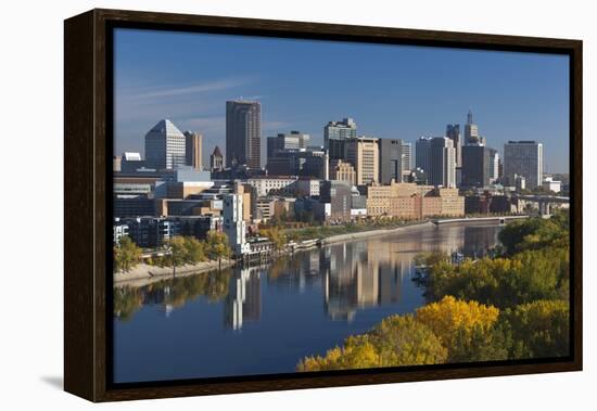 St Paul, Skyline from Mississippi River, Minneapolis, Minnesota, USA-Walter Bibikow-Framed Premier Image Canvas