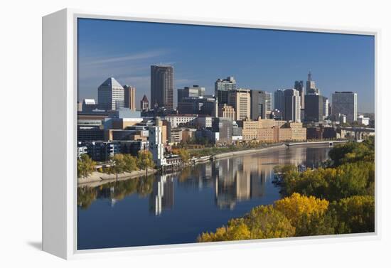 St Paul, Skyline from Mississippi River, Minneapolis, Minnesota, USA-Walter Bibikow-Framed Premier Image Canvas