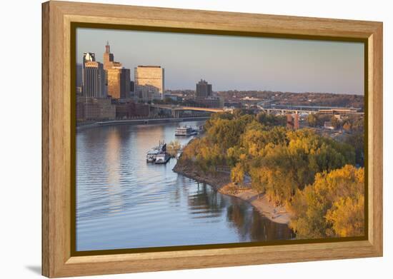 St Paul, Skyline from Mississippi River, Minneapolis, Minnesota, USA-Walter Bibikow-Framed Premier Image Canvas