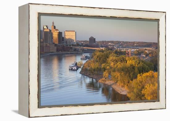 St Paul, Skyline from Mississippi River, Minneapolis, Minnesota, USA-Walter Bibikow-Framed Premier Image Canvas