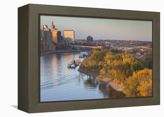 St Paul, Skyline from Mississippi River, Minneapolis, Minnesota, USA-Walter Bibikow-Framed Premier Image Canvas