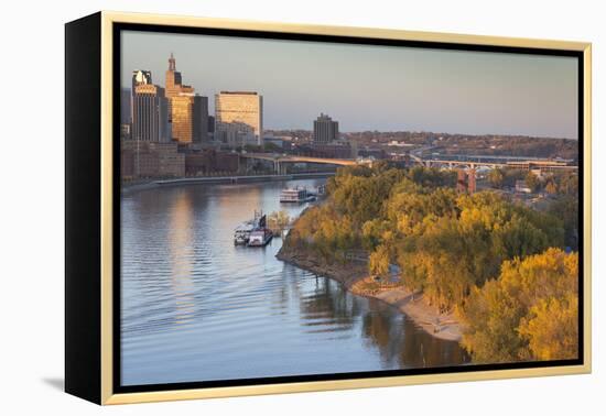 St Paul, Skyline from Mississippi River, Minneapolis, Minnesota, USA-Walter Bibikow-Framed Premier Image Canvas