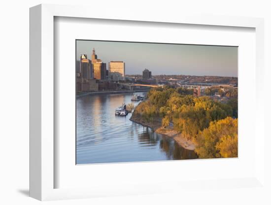 St Paul, Skyline from Mississippi River, Minneapolis, Minnesota, USA-Walter Bibikow-Framed Photographic Print