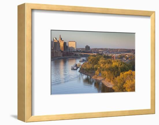 St Paul, Skyline from Mississippi River, Minneapolis, Minnesota, USA-Walter Bibikow-Framed Photographic Print