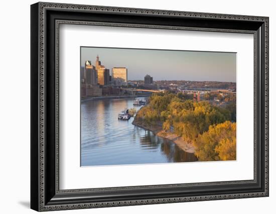 St Paul, Skyline from Mississippi River, Minneapolis, Minnesota, USA-Walter Bibikow-Framed Photographic Print