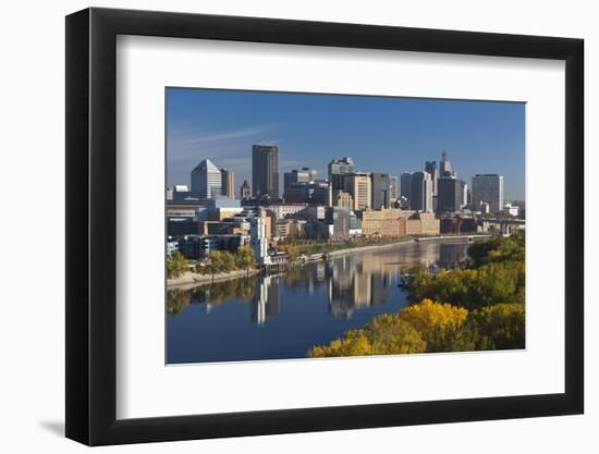 St Paul, Skyline from Mississippi River, Minneapolis, Minnesota, USA-Walter Bibikow-Framed Photographic Print