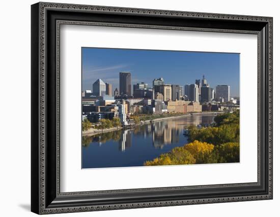 St Paul, Skyline from Mississippi River, Minneapolis, Minnesota, USA-Walter Bibikow-Framed Photographic Print