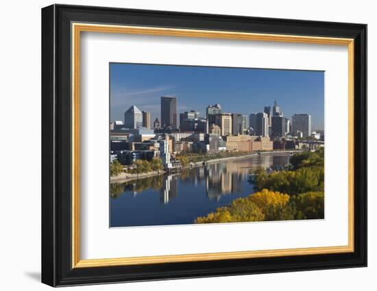 St Paul, Skyline from Mississippi River, Minneapolis, Minnesota, USA-Walter Bibikow-Framed Photographic Print