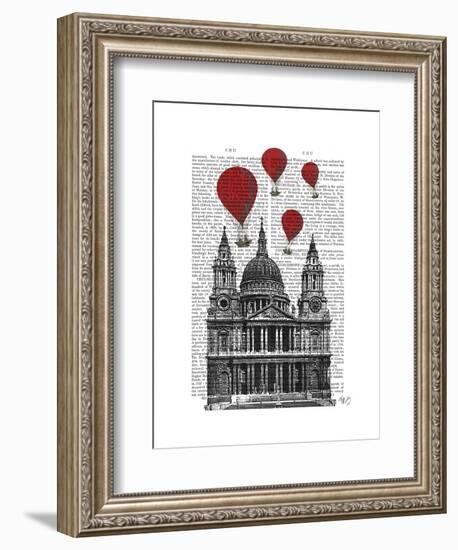 St Pauls Cathedral and Red Hot Air Balloons-Fab Funky-Framed Art Print