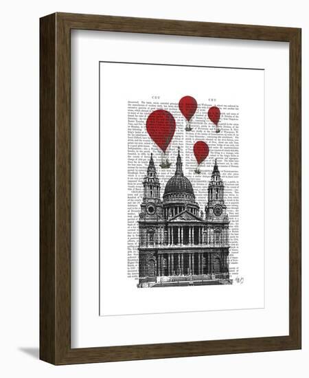 St Pauls Cathedral and Red Hot Air Balloons-Fab Funky-Framed Art Print