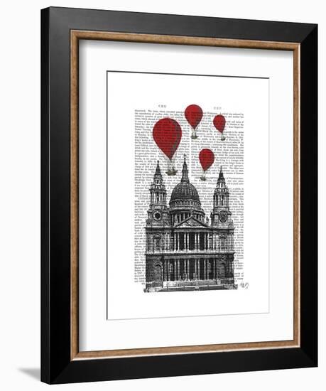 St Pauls Cathedral and Red Hot Air Balloons-Fab Funky-Framed Art Print