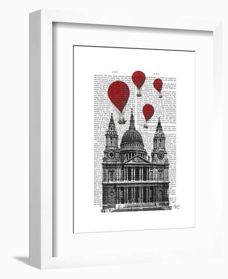 St Pauls Cathedral and Red Hot Air Balloons-Fab Funky-Framed Art Print