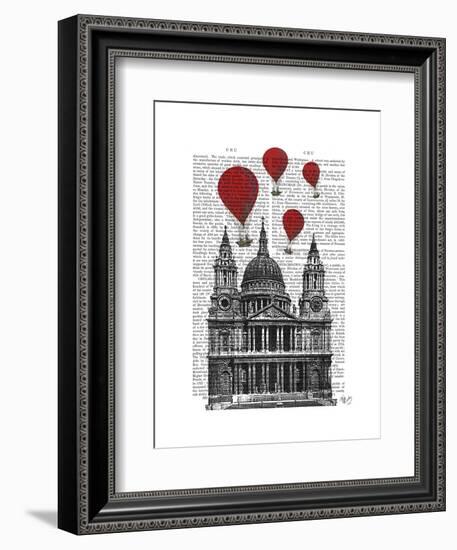 St Pauls Cathedral and Red Hot Air Balloons-Fab Funky-Framed Art Print