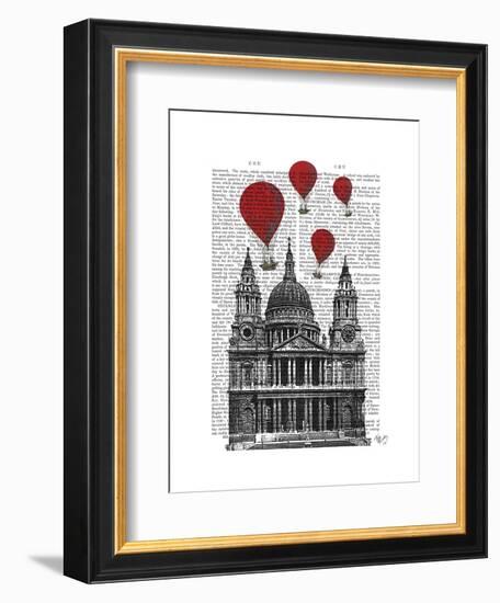 St Pauls Cathedral and Red Hot Air Balloons-Fab Funky-Framed Art Print