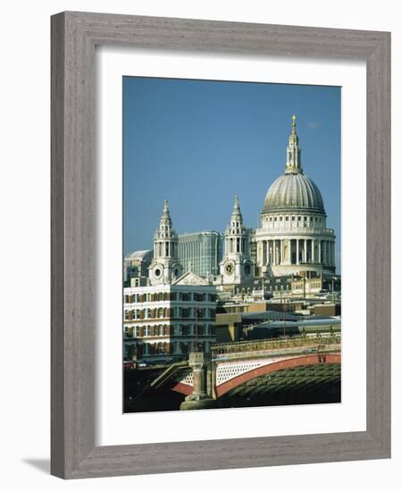 St. Pauls Cathedral from the Thames Embankment, London, England, United Kingdom, Europe-Lee Frost-Framed Photographic Print