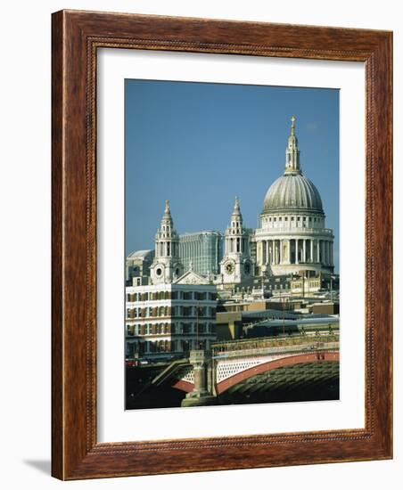 St. Pauls Cathedral from the Thames Embankment, London, England, United Kingdom, Europe-Lee Frost-Framed Photographic Print