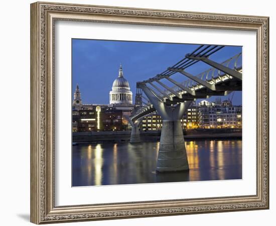 St Pauls Cathedral Seen across the Millennium Bridge-Julian Love-Framed Photographic Print