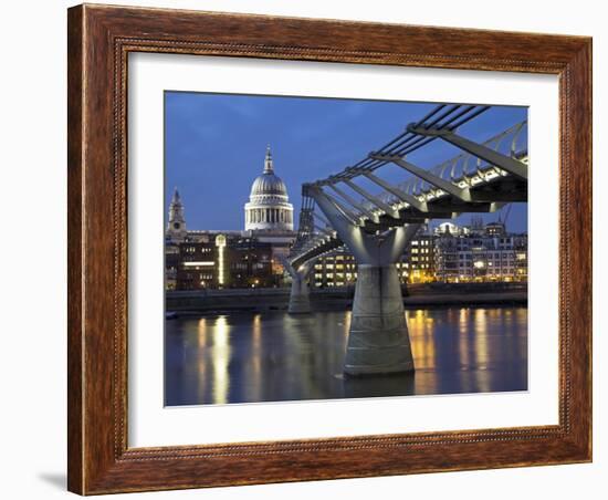 St Pauls Cathedral Seen across the Millennium Bridge-Julian Love-Framed Photographic Print