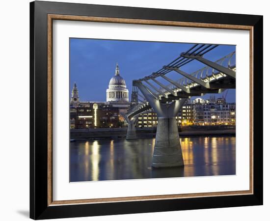 St Pauls Cathedral Seen across the Millennium Bridge-Julian Love-Framed Photographic Print