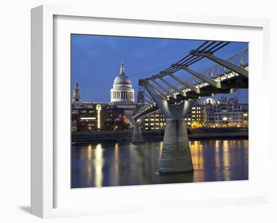 St Pauls Cathedral Seen across the Millennium Bridge-Julian Love-Framed Photographic Print