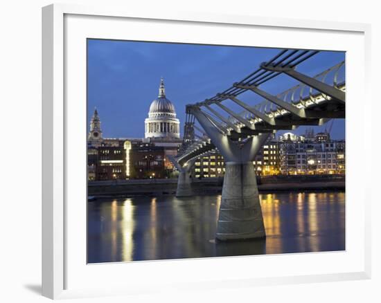 St Pauls Cathedral Seen across the Millennium Bridge-Julian Love-Framed Photographic Print