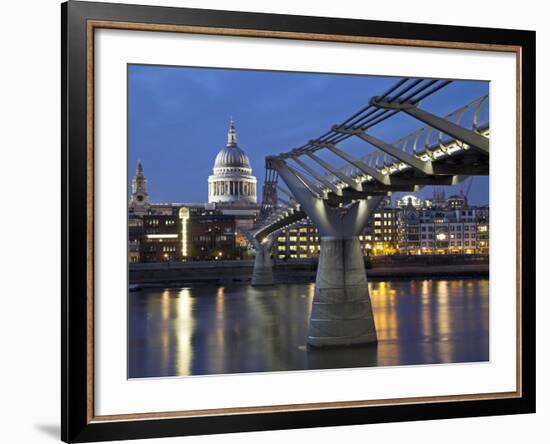 St Pauls Cathedral Seen across the Millennium Bridge-Julian Love-Framed Photographic Print