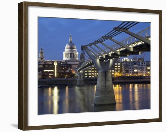 St Pauls Cathedral Seen across the Millennium Bridge-Julian Love-Framed Photographic Print