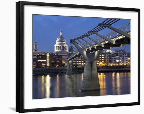 St Pauls Cathedral Seen across the Millennium Bridge-Julian Love-Framed Photographic Print