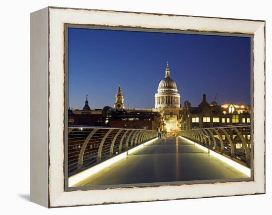 St Pauls Cathedral Seen across the Millennium Bridge-Julian Love-Framed Premier Image Canvas