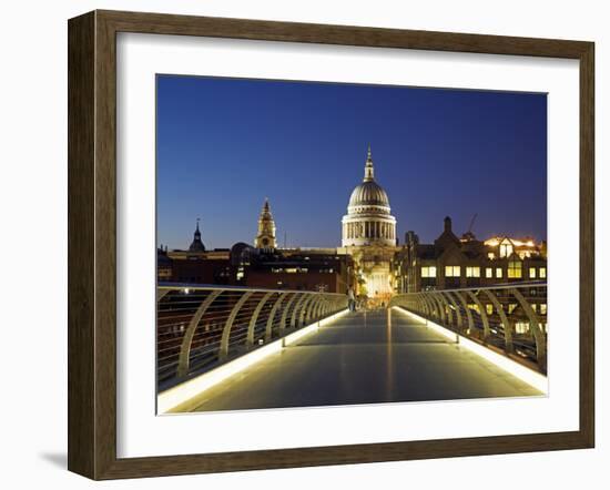 St Pauls Cathedral Seen across the Millennium Bridge-Julian Love-Framed Photographic Print