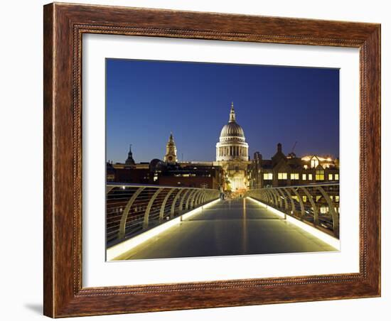 St Pauls Cathedral Seen across the Millennium Bridge-Julian Love-Framed Photographic Print