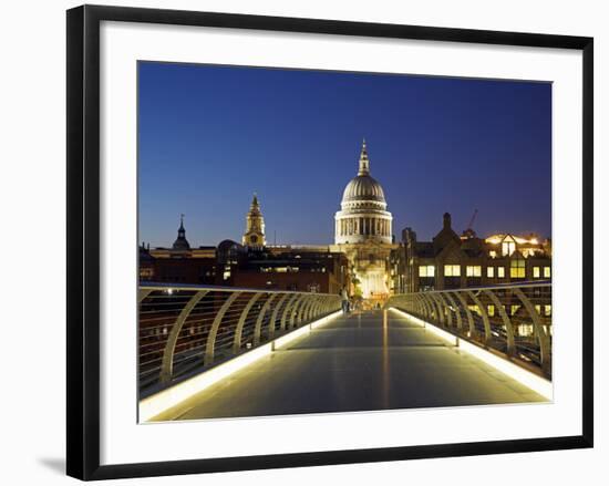 St Pauls Cathedral Seen across the Millennium Bridge-Julian Love-Framed Photographic Print