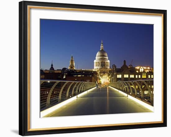 St Pauls Cathedral Seen across the Millennium Bridge-Julian Love-Framed Photographic Print