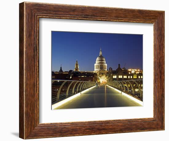 St Pauls Cathedral Seen across the Millennium Bridge-Julian Love-Framed Photographic Print