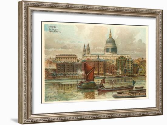 St. Pauls, Thames, London, England-null-Framed Art Print