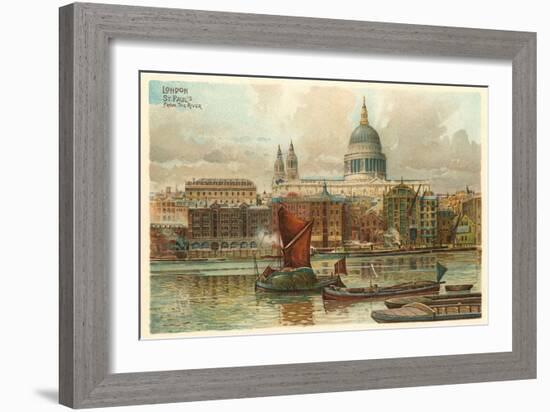 St. Pauls, Thames, London, England-null-Framed Art Print