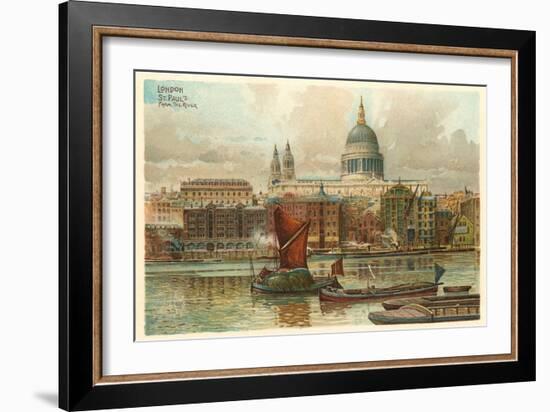 St. Pauls, Thames, London, England-null-Framed Art Print