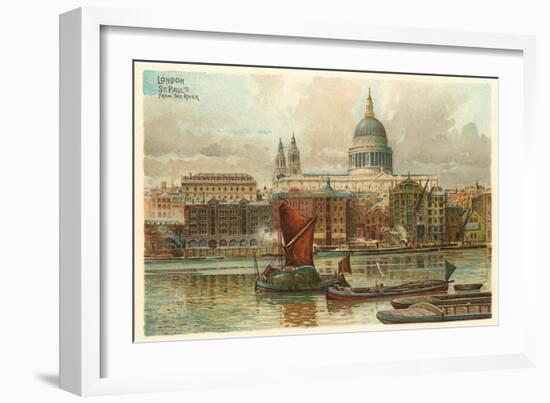 St. Pauls, Thames, London, England-null-Framed Art Print