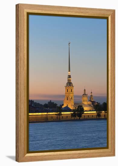 St. Peter and Paul Cathedral and the River Neva at Night, St. Petersburg, Russia, Europe-Martin Child-Framed Premier Image Canvas