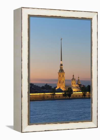 St. Peter and Paul Cathedral and the River Neva at Night, St. Petersburg, Russia, Europe-Martin Child-Framed Premier Image Canvas