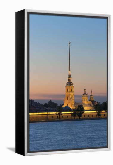 St. Peter and Paul Cathedral and the River Neva at Night, St. Petersburg, Russia, Europe-Martin Child-Framed Premier Image Canvas